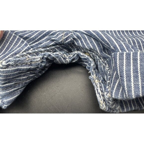 Baby Gap Denim Hickory Engineer Blue Stripe Coveralls Short Romper Sz 6-12 Mos - Picture 7 of 9
